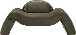 Meridian Furniture Austin Sculptural Curved Accent Chair with Plush Upholstered Seat for Modern Living Rooms Green Velvet 44008Green-C
