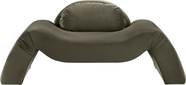 Meridian Furniture Austin Sculptural Curved Accent Chair with Plush Upholstered Seat for Modern Living Rooms Green Velvet 44008Green-C