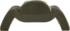 Meridian Furniture Austin Sculptural Curved Accent Chair with Plush Upholstered Seat for Modern Living Rooms Green Velvet 44008Green-C