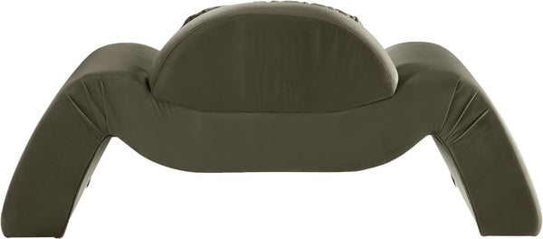 Meridian Furniture Austin Sculptural Curved Accent Chair with Plush Upholstered Seat for Modern Living Rooms Green Velvet 44008Green-C