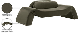Meridian Furniture Austin Curved Velvet Sofa Eucalyptus Frame Sculptural Living Room Seating 44008Green-L