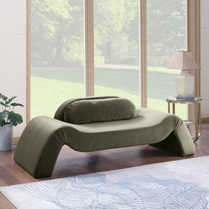 Meridian Furniture Austin Curved Velvet Sofa Eucalyptus Frame Sculptural Living Room Seating 44008Green-L