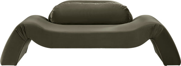 Meridian Furniture Austin Curved Velvet Sofa Eucalyptus Frame Sculptural Living Room Seating 44008Green-L