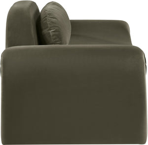 Meridian Furniture Austin Curved Velvet Sofa Eucalyptus Frame Sculptural Living Room Seating 44008Green-L