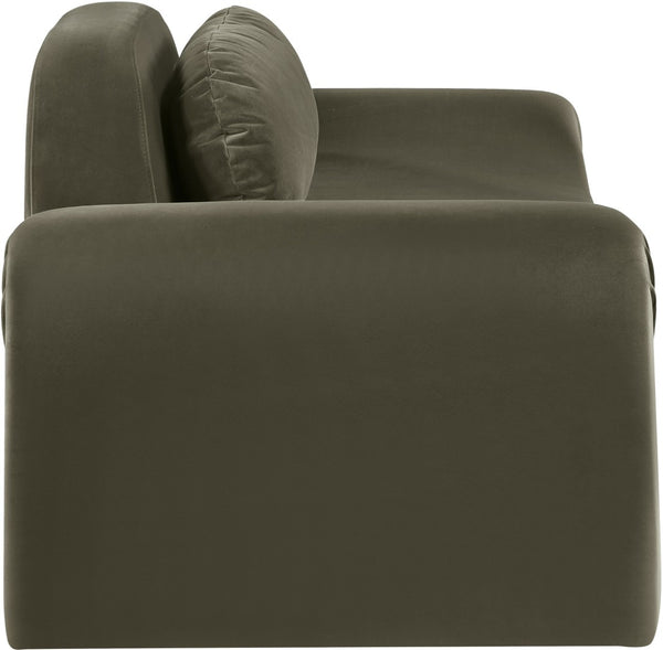 Meridian Furniture Austin Curved Velvet Sofa Eucalyptus Frame Sculptural Living Room Seating 44008Green-L