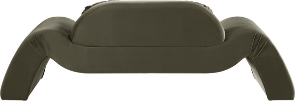Meridian Furniture Austin Curved Velvet Sofa Eucalyptus Frame Sculptural Living Room Seating 44008Green-L