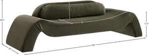 Meridian Furniture Austin Curved Velvet Sofa with Sculptural Frame for Elegant Living Room Seating 44008Green-S