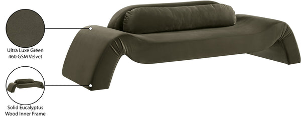 Meridian Furniture Austin Curved Velvet Sofa with Sculptural Frame for Elegant Living Room Seating 44008Green-S