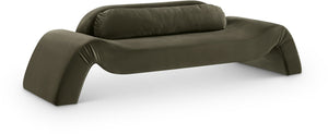 Meridian Furniture Austin Curved Velvet Sofa with Sculptural Frame for Elegant Living Room Seating 44008Green-S