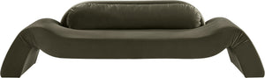 Meridian Furniture Austin Curved Velvet Sofa with Sculptural Frame for Elegant Living Room Seating 44008Green-S