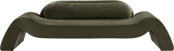 Meridian Furniture Austin Curved Velvet Sofa with Sculptural Frame for Elegant Living Room Seating 44008Green-S