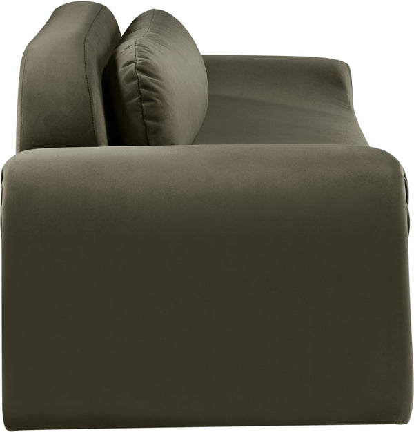 Meridian Furniture Austin Curved Velvet Sofa with Sculptural Frame for Elegant Living Room Seating 44008Green-S