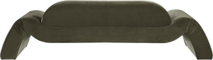 Meridian Furniture Austin Curved Velvet Sofa with Sculptural Frame for Elegant Living Room Seating 44008Green-S
