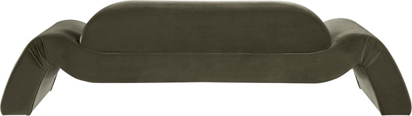 Meridian Furniture Austin Curved Velvet Sofa with Sculptural Frame for Elegant Living Room Seating 44008Green-S