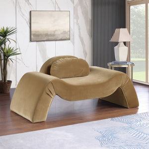 Meridian Furniture Austin Sculptural Curved Accent Chair with Plush Upholstered Seat for Modern Living Rooms Saddle Velvet 44008Saddle-C