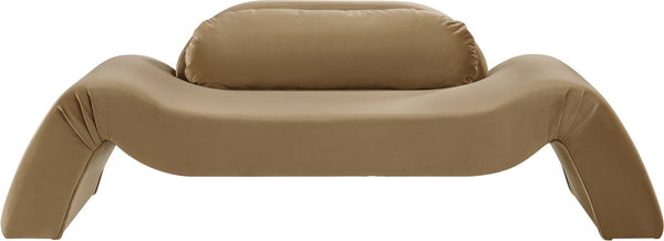 Meridian Furniture Austin Curved Saddle Velvet Sofa with Sculptural Frame for Contemporary Living Rooms 44008Saddle-L