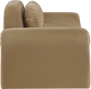 Meridian Furniture Austin Curved Saddle Velvet Sofa with Sculptural Frame for Contemporary Living Rooms 44008Saddle-L