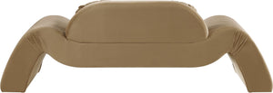 Meridian Furniture Austin Curved Saddle Velvet Sofa with Sculptural Frame for Contemporary Living Rooms 44008Saddle-L