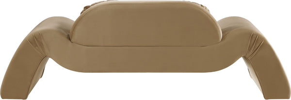 Meridian Furniture Austin Curved Saddle Velvet Sofa with Sculptural Frame for Contemporary Living Rooms 44008Saddle-L
