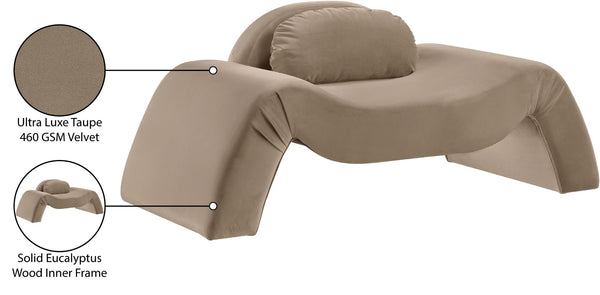Meridian Furniture Austin Sculptural Curved Accent Chair with Plush Upholstered Seat for Modern Living Rooms Taupe Velvet 44008Taupe-C