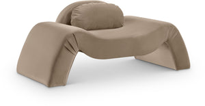 Meridian Furniture Austin Sculptural Curved Accent Chair with Plush Upholstered Seat for Modern Living Rooms Taupe Velvet 44008Taupe-C