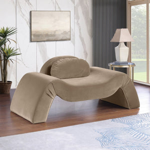 Meridian Furniture Austin Sculptural Curved Accent Chair with Plush Upholstered Seat for Modern Living Rooms Taupe Velvet 44008Taupe-C