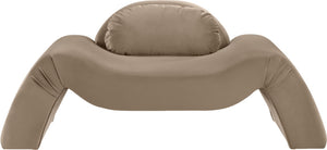 Meridian Furniture Austin Sculptural Curved Accent Chair with Plush Upholstered Seat for Modern Living Rooms Taupe Velvet 44008Taupe-C