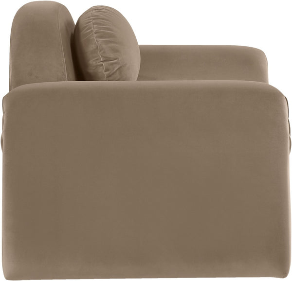 Meridian Furniture Austin Sculptural Curved Accent Chair with Plush Upholstered Seat for Modern Living Rooms Taupe Velvet 44008Taupe-C