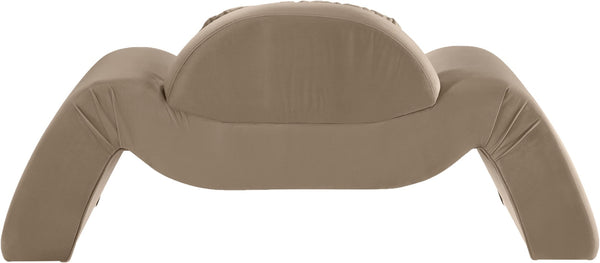Meridian Furniture Austin Sculptural Curved Accent Chair with Plush Upholstered Seat for Modern Living Rooms Taupe Velvet 44008Taupe-C