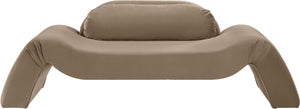Meridian Furniture Austin Curved Velvet Sofa with Sculptural Silhouette for Modern Living Rooms 44008Taupe-L