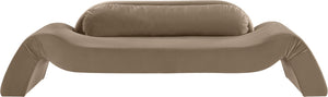 Meridian Furniture Austin Curved Velvet Living Room Sofa with Deep Plush Seating and Modern Appeal 44008Taupe-S