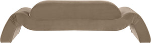 Meridian Furniture Austin Curved Velvet Living Room Sofa with Deep Plush Seating and Modern Appeal 44008Taupe-S