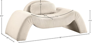 Meridian Furniture Austin Sculptural Curved Accent Chair with Plush Upholstered Seat for Modern Living Rooms Beige Corduroy 44009Beige-C