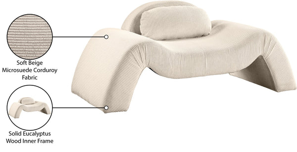 Meridian Furniture Austin Sculptural Curved Accent Chair with Plush Upholstered Seat for Modern Living Rooms Beige Corduroy 44009Beige-C
