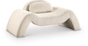 Meridian Furniture Austin Sculptural Curved Accent Chair with Plush Upholstered Seat for Modern Living Rooms Beige Corduroy 44009Beige-C