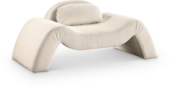 Meridian Furniture Austin Sculptural Curved Accent Chair with Plush Upholstered Seat for Modern Living Rooms Beige Corduroy 44009Beige-C