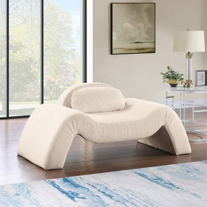 Meridian Furniture Austin Sculptural Curved Accent Chair with Plush Upholstered Seat for Modern Living Rooms Beige Corduroy 44009Beige-C