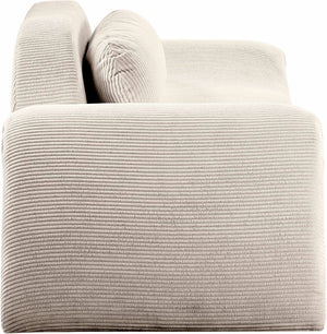 Meridian Furniture Austin Sculptural Curved Accent Chair with Plush Upholstered Seat for Modern Living Rooms Beige Corduroy 44009Beige-C