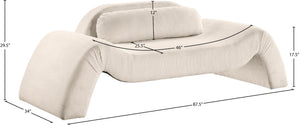Meridian Furniture Austin Curved Corduroy Sofa Sculptural Three Seat Living Room Contemporary Piece 44009Beige-L