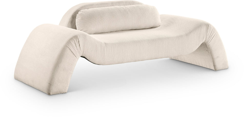 Meridian Furniture Austin Curved Corduroy Sofa Sculptural Three Seat Living Room Contemporary Piece 44009Beige-L