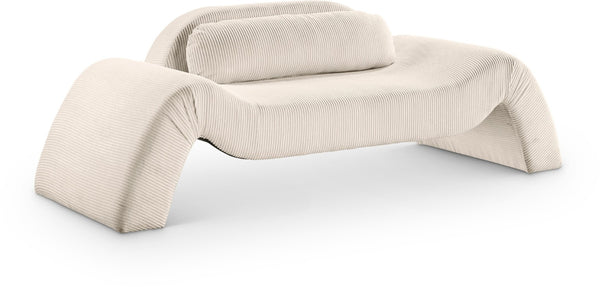 Meridian Furniture Austin Curved Corduroy Sofa Sculptural Three Seat Living Room Contemporary Piece 44009Beige-L