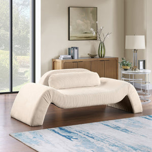 Meridian Furniture Austin Curved Corduroy Sofa Sculptural Three Seat Living Room Contemporary Piece 44009Beige-L