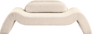 Meridian Furniture Austin Curved Corduroy Sofa Sculptural Three Seat Living Room Contemporary Piece 44009Beige-L