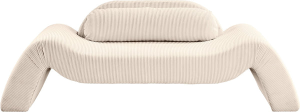 Meridian Furniture Austin Curved Corduroy Sofa Sculptural Three Seat Living Room Contemporary Piece 44009Beige-L