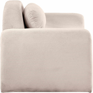 Meridian Furniture Austin Curved Corduroy Sofa Sculptural Three Seat Living Room Contemporary Piece 44009Beige-L