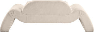 Meridian Furniture Austin Curved Corduroy Sofa Sculptural Three Seat Living Room Contemporary Piece 44009Beige-L