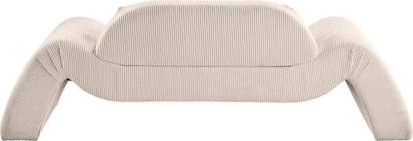 Meridian Furniture Austin Curved Corduroy Sofa Sculptural Three Seat Living Room Contemporary Piece 44009Beige-L