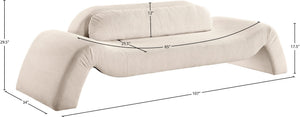 Meridian Furniture Austin Curved Corduroy Sofa with Sculptural Silhouette for Modern Living Rooms 44009Beige-S