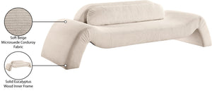 Meridian Furniture Austin Curved Corduroy Sofa with Sculptural Silhouette for Modern Living Rooms 44009Beige-S