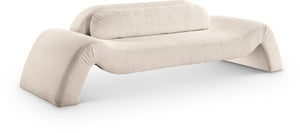 Meridian Furniture Austin Curved Corduroy Sofa with Sculptural Silhouette for Modern Living Rooms 44009Beige-S